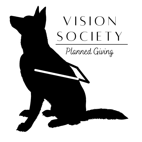 silhouette of a German shepherd in harness with title vision society planned giving