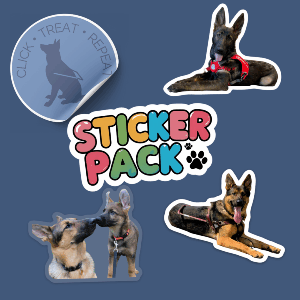 Sticker Pack cover image featuring Click treat repeat, Alice, Wren and Tank, and Clark
